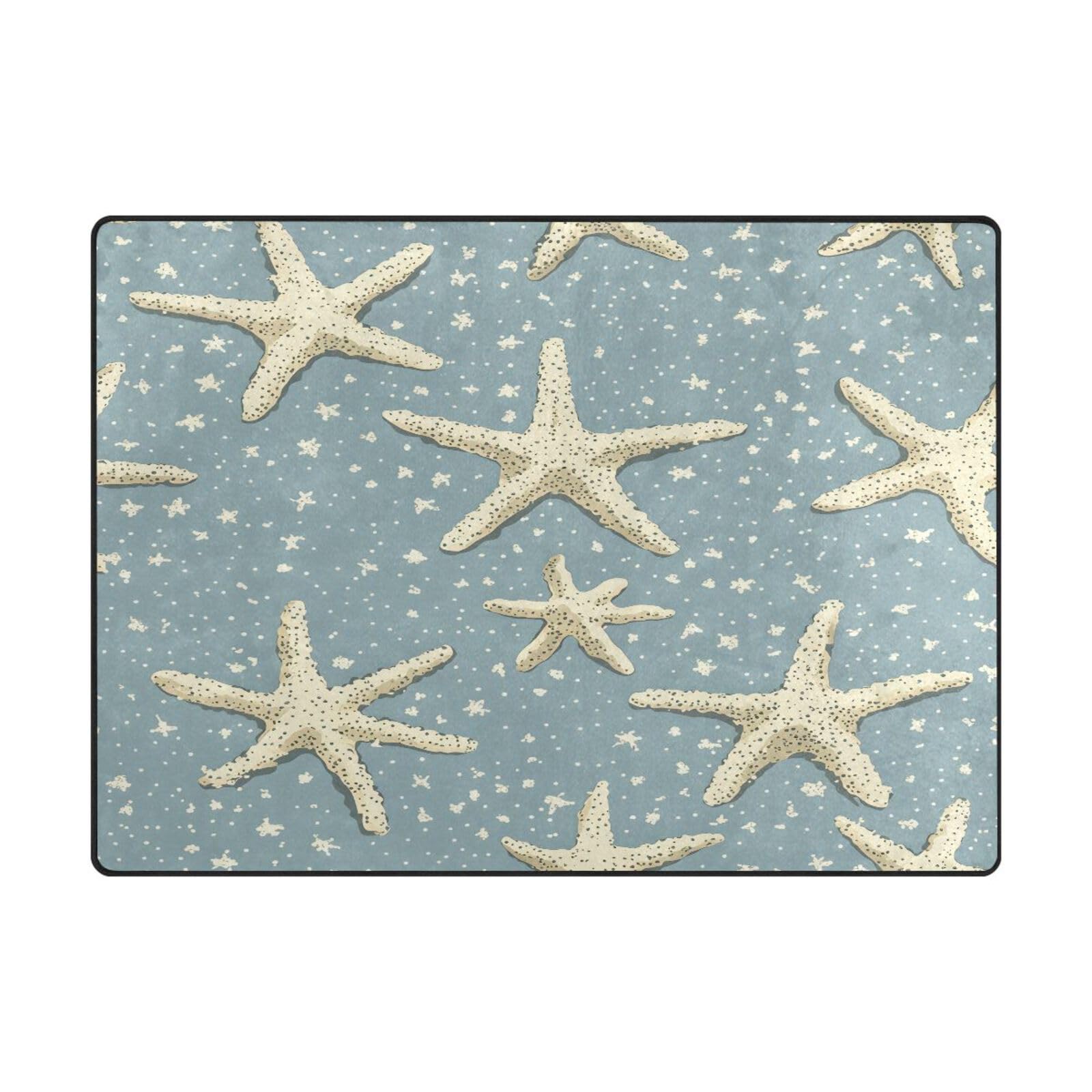 Grand tapis de salon 203x147 cm aux motifs d'étoiles de mer pour chambre et déco moderne