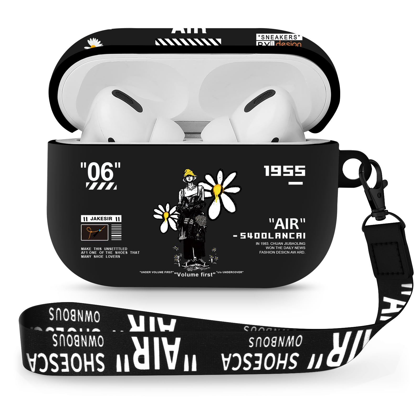 Gedicht for Airpods Pro Case, Cute Cool Cartoon Character Pattern TPU Soft Cases for Airpods Pro Case 1st Gen, Shockproof for Airpods Pro 2019 Case Men Women with Lanyard & Keychain