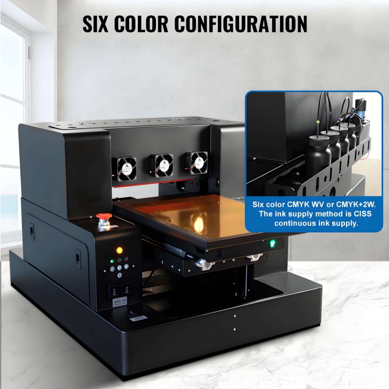 Stampante A3 UVV XP600 Stampanti a Getto D'inchiostro Multifunzione Colori Inkjet Flatbed A3UV Stampante,per Legno,Flacone,Acrilico,PVC,Custodia per Telefono,Metallo etc,con inchiostro