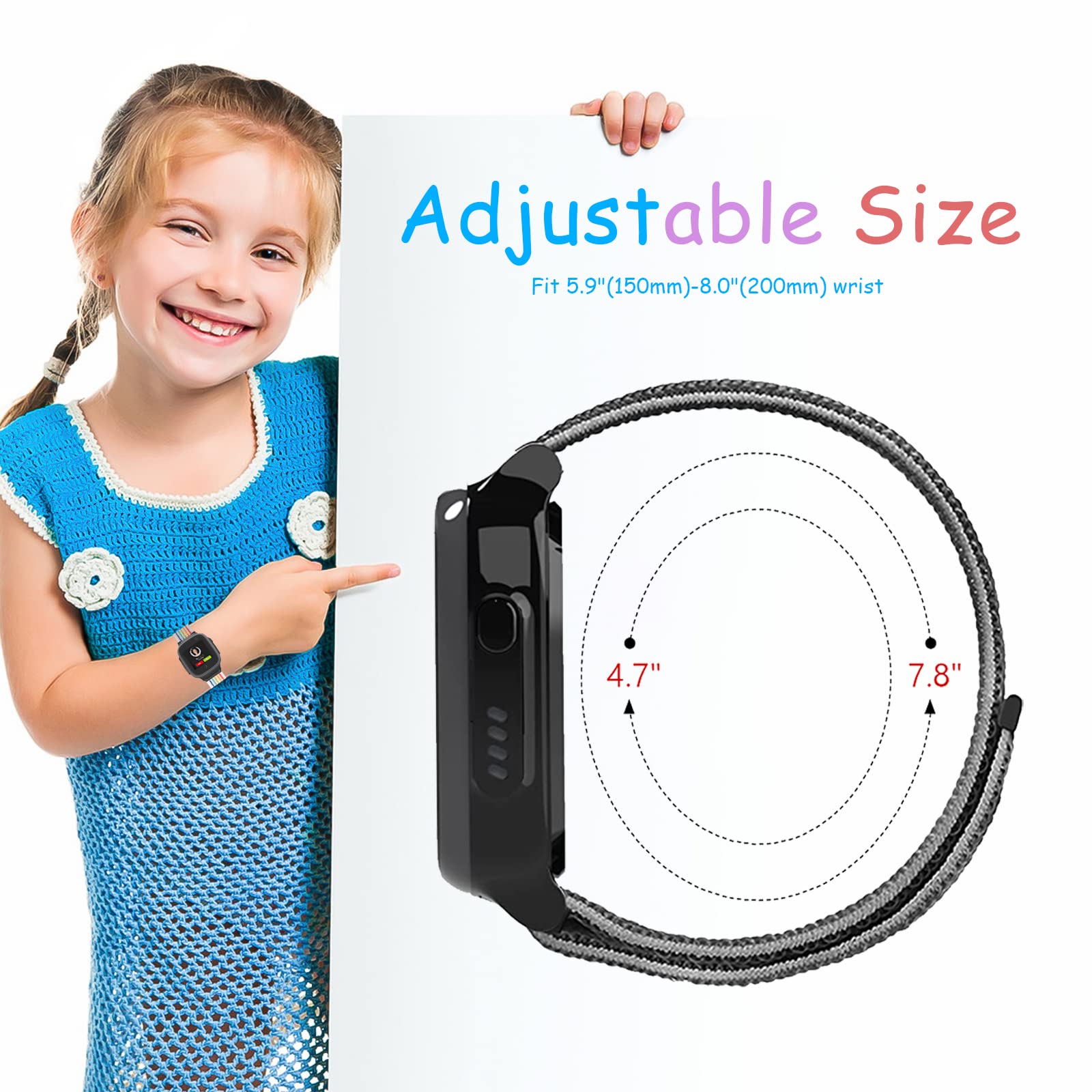 Correa Compatible con Xplora X5 /XGO 2/XGO 3, orrea de Reloj Deportivo de Nailon de Repuesto Ajustable y Transpirable para Niños y Niñas Compatible con Xplora X5 Play/XGO2/XGO3, Arco Iris
