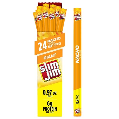Slim Jim Giant Smoked Jerky Sticks Nacho Flavor, 24-ct