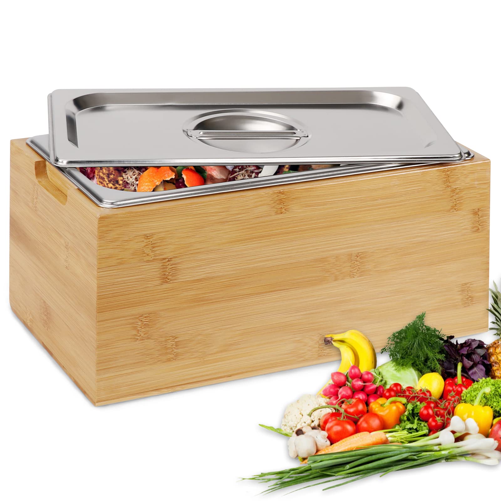 Buy Farmhouse Kitchen Compost Bin Wooden Countertop Compost Box