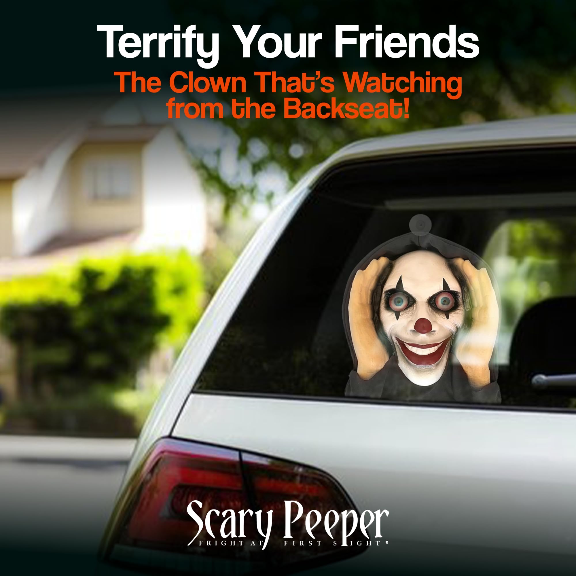 Scary Peeper Window Prank – Lenticular-Eyed Prop Scary Clown Mask Halloween Decoration for Indoor or Outdoor Decor, Creepy Prank Mask Prop for Peeping Tom Gag Gift, Scary Clown Decorations for Adults