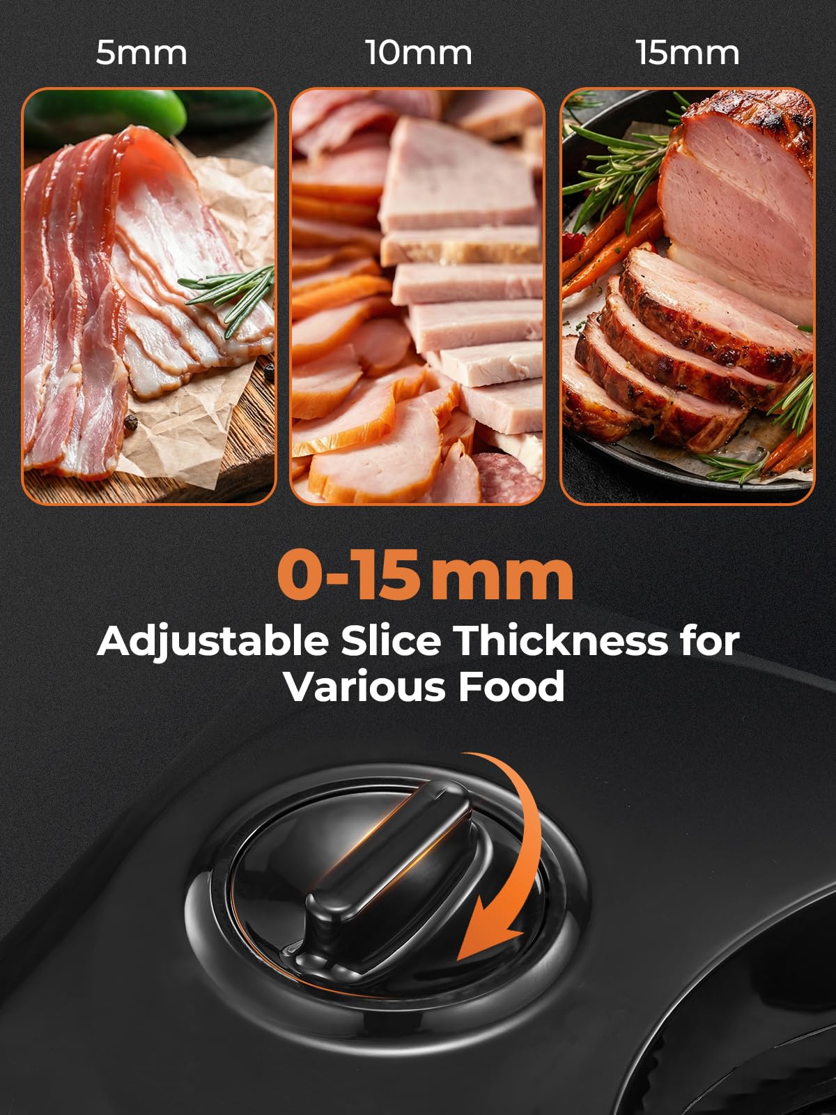 FOHERE Affettatrice Elettrica da Casa, Affettatrice Pieghevole con 2 Lame in Acciaio Inox, Spessore Regolabile 0-15mm – Perfetta per Pane, Formaggio, Salumi e Verdure
