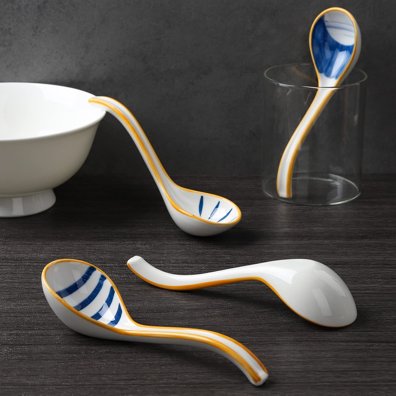Keramiek Soeplepels Set Japanse Soeplepel Lange Handvat Soeplepels voor Pho Ramen Noedels Wonton Dumpling Rijst Keramiek Soeplepels Set Japanse Soeplepel Lange Handvat Soeplepels voor Pho Ramen Noedels Wonton Dumpling Rijst