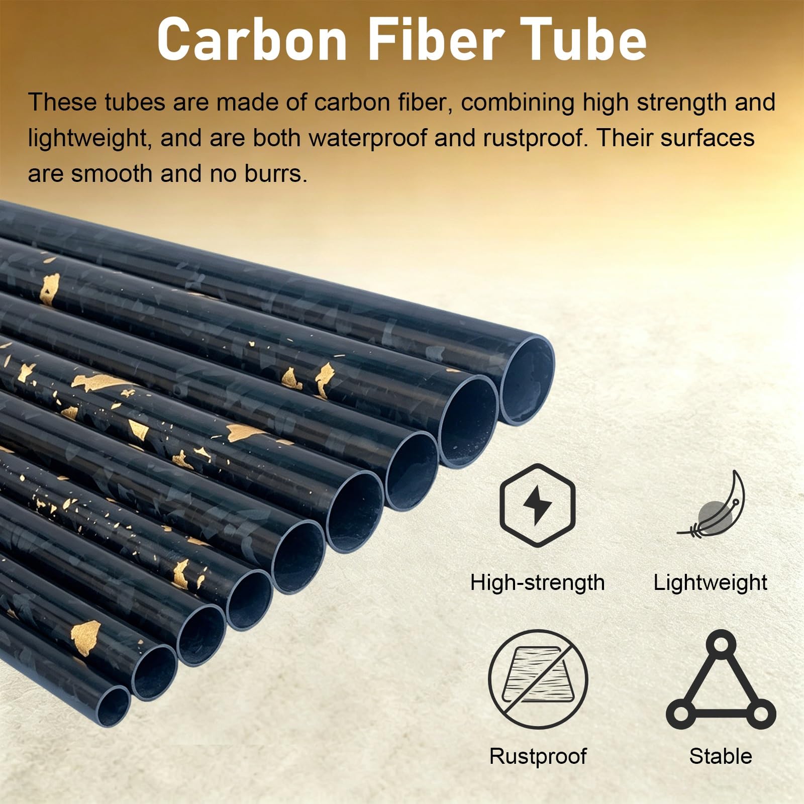 Tubo De Fibra De Carbono Tubo De Fibra De Carbono Cortable | Tubo Redondo Hueco De Composite De Fibra De Carbono 3K Fabricado Mediante(34x32x1000mm)