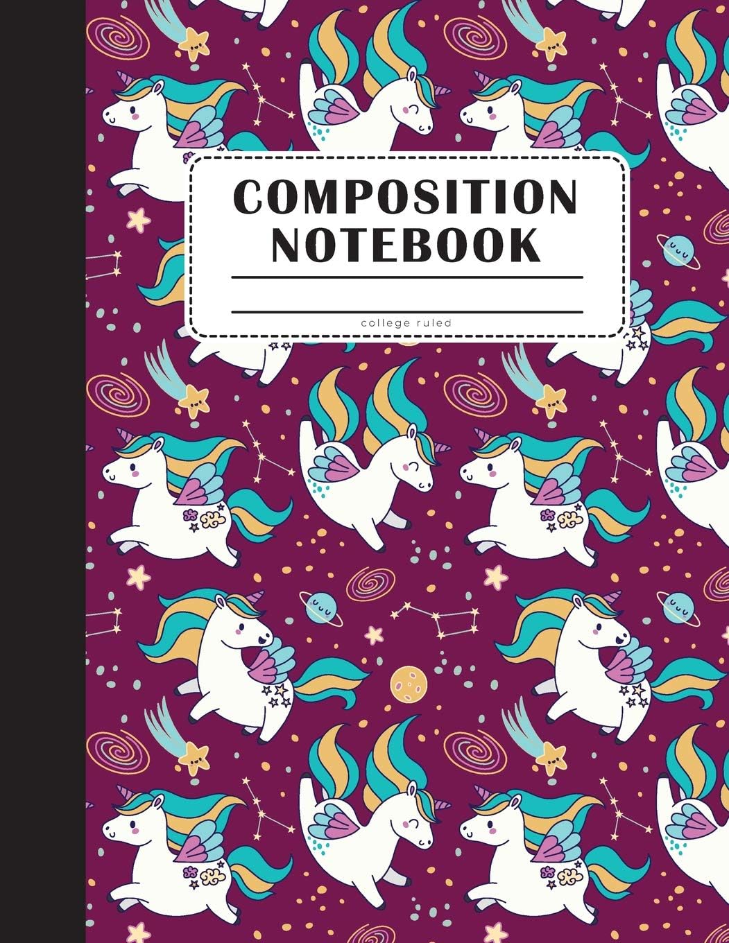 Composition Notebook College Ruled: Cute Flat Unicorn Notebook For Student With Blank Lined For Notes