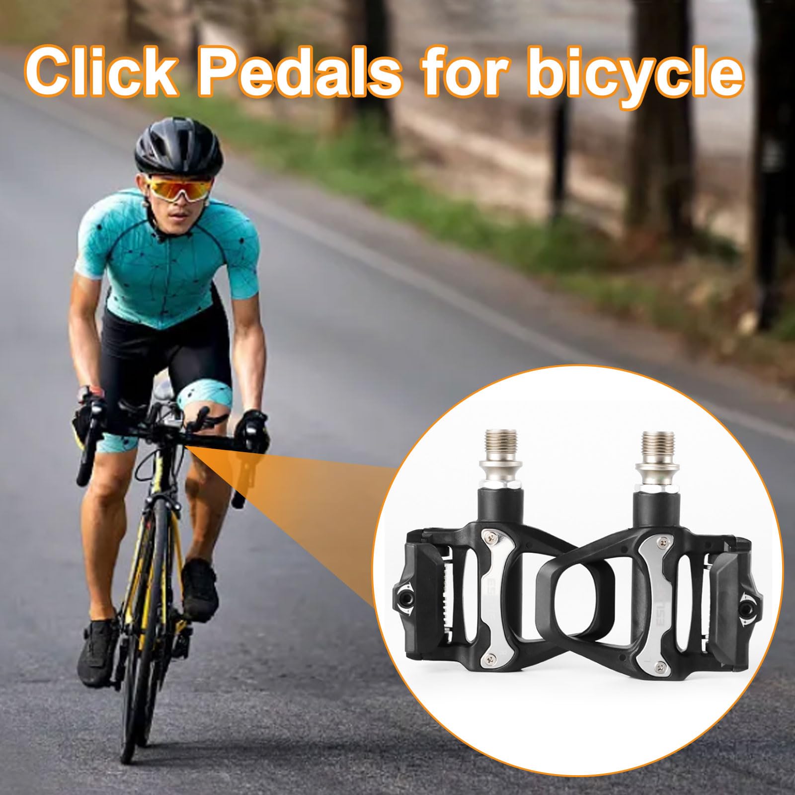 Pedali per Bicicletta SPD, Pedali Per Bicicletta in Alluminio Pedali Bici da Corsa Compatibili Con Shimano SPD-SL,Pedali Bici da Strada con Cleats per MTB,Ciclismo,Spin Bike, Road Bike, Touring
