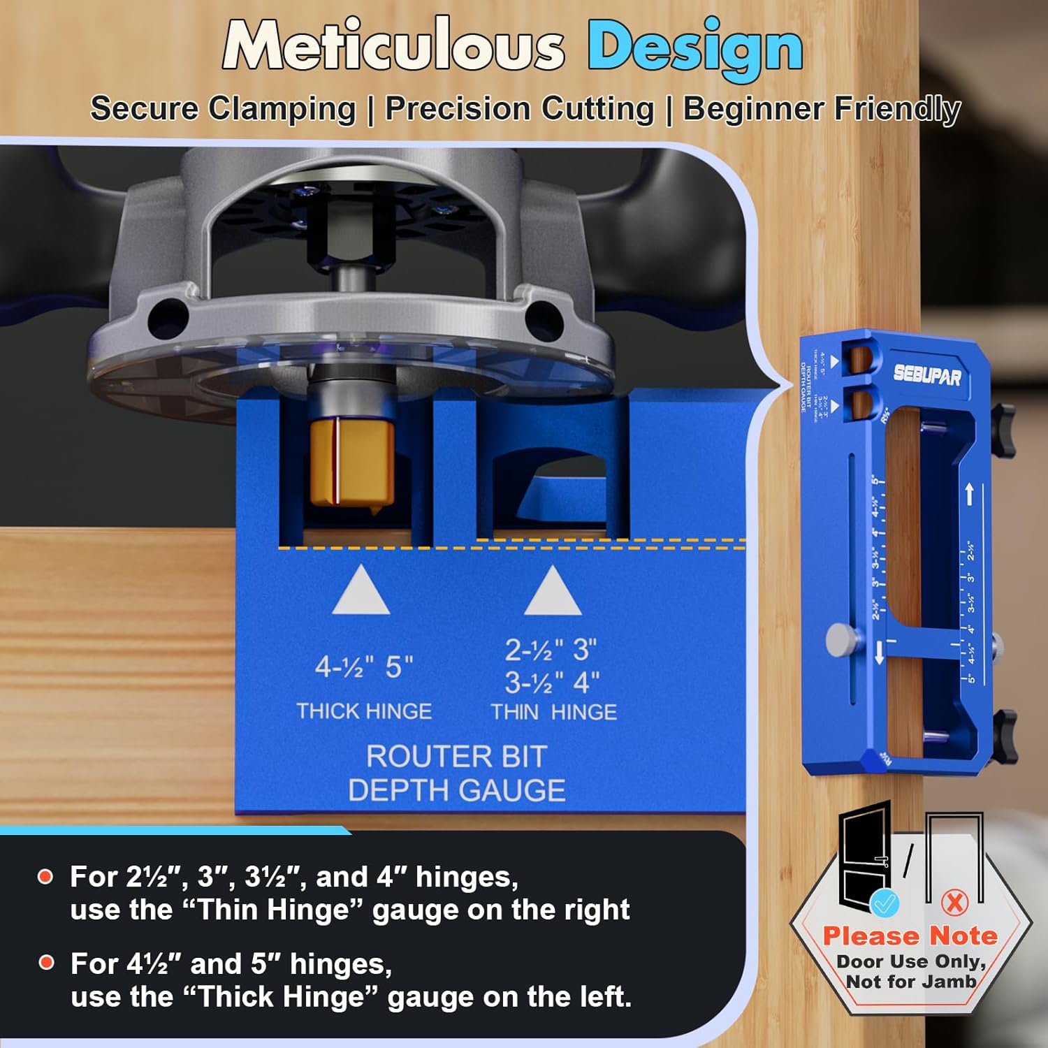 Door Latch Kit Bundle with Aluminum Door Hinge Jig, Blue