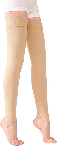 TOFLY® Medias de compresión altas hasta el muslo sin pies para mujeres y hombres, 1 par, opaco, manguera de soporte de 15-20 mmHg de compresión