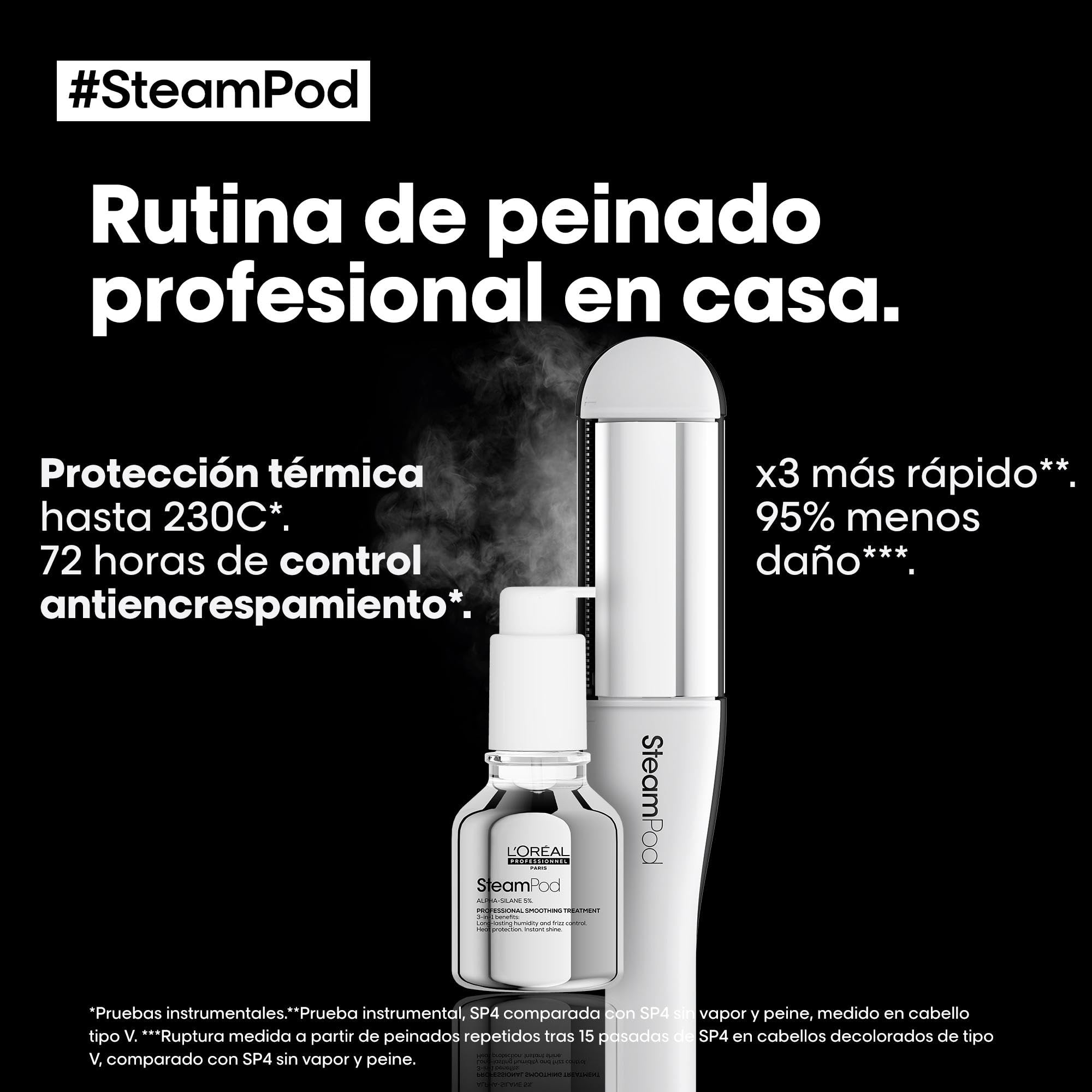 L'Oréal Professionnel Set con SteamPod 4 Plancha Profesional con tecnología de vapor y Sérum SteamPod 3-EN-1, 50 ml