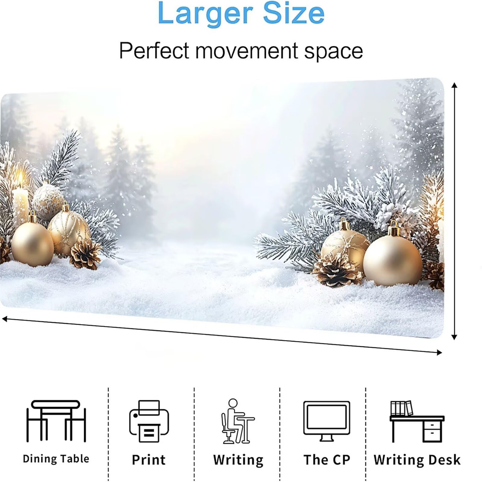 Biała podkładka pod mysz matowa, podkładka pod mysz do gier XXL 1200 x 600 x 5 mm, podkładka na biurko dla graczy, bardzo duża bezszwowa mata na stół dla graczy, antypoślizgowa podstawa, wodoodporna