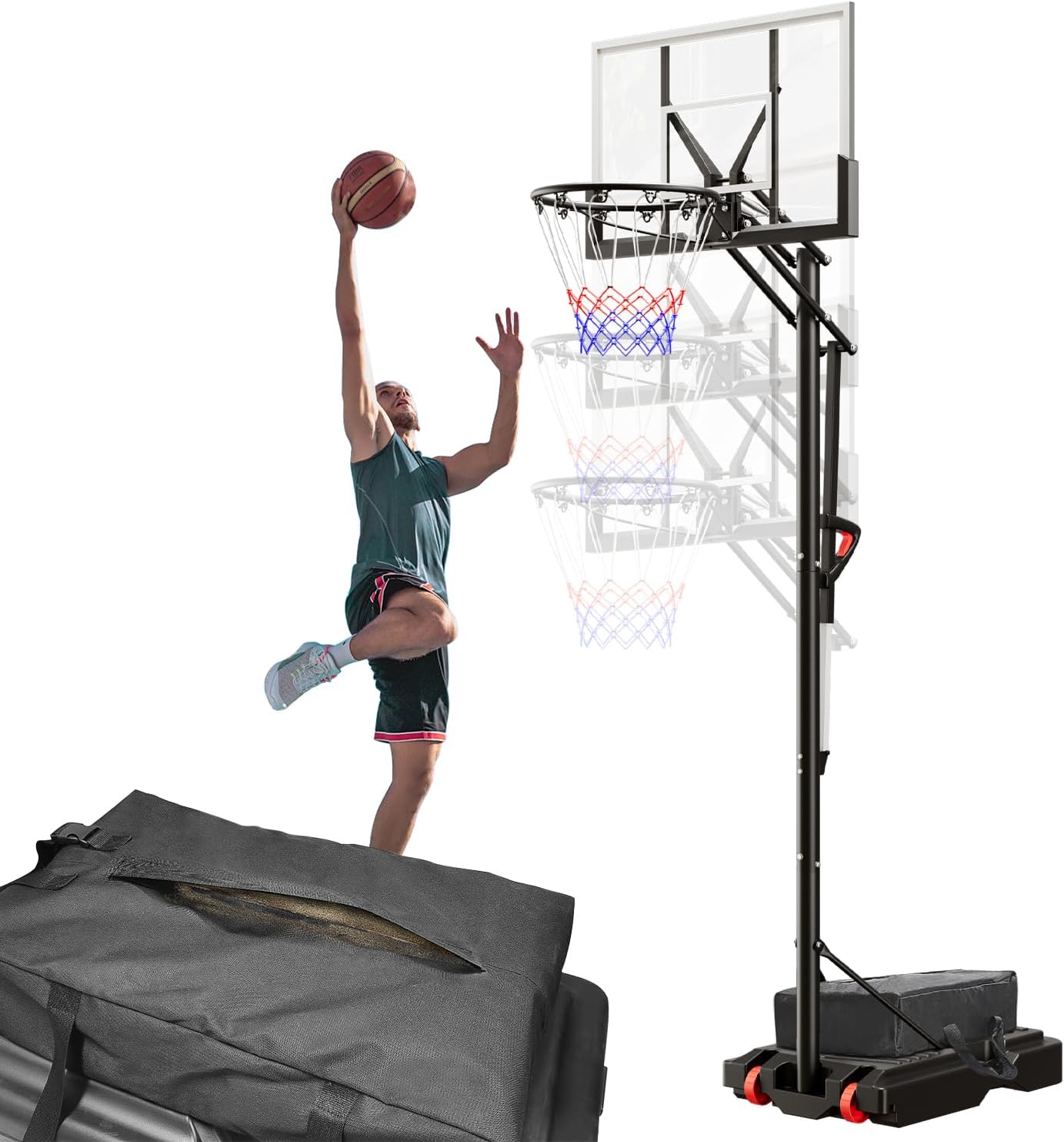 Amazon.co.jp バスケットボールフープ、2510フィートの高さ調節が可能なバスケットボールゴール、バスケットボールゴールシステム