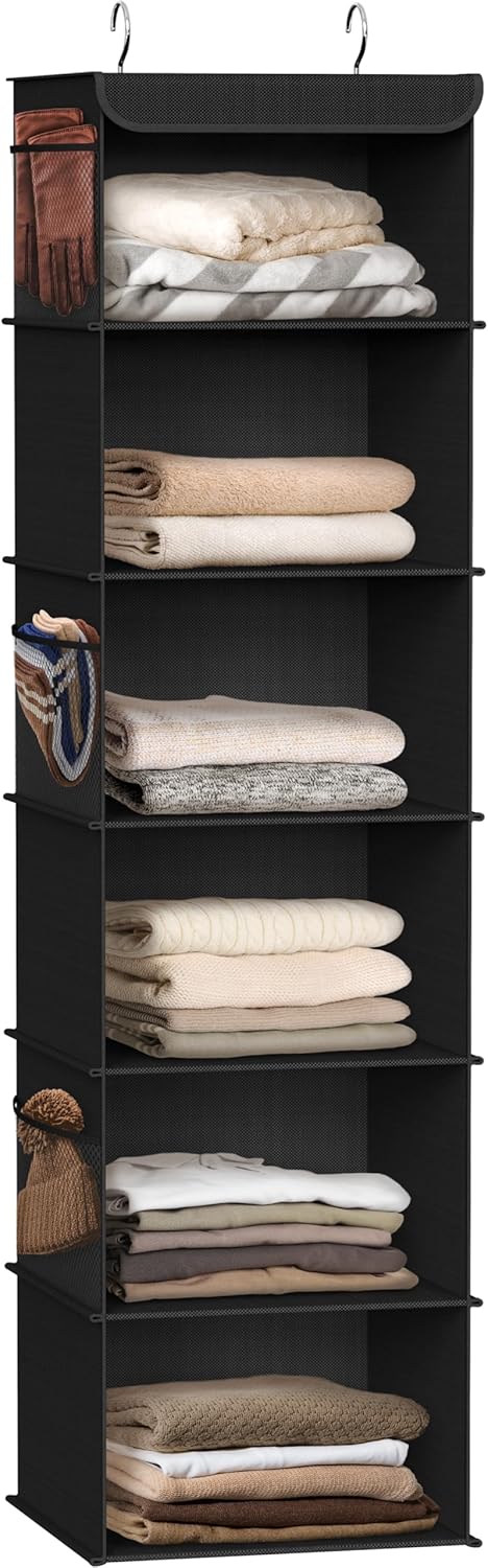Simple Houseware 5 Shelf Hanging Closet Organizer, Black