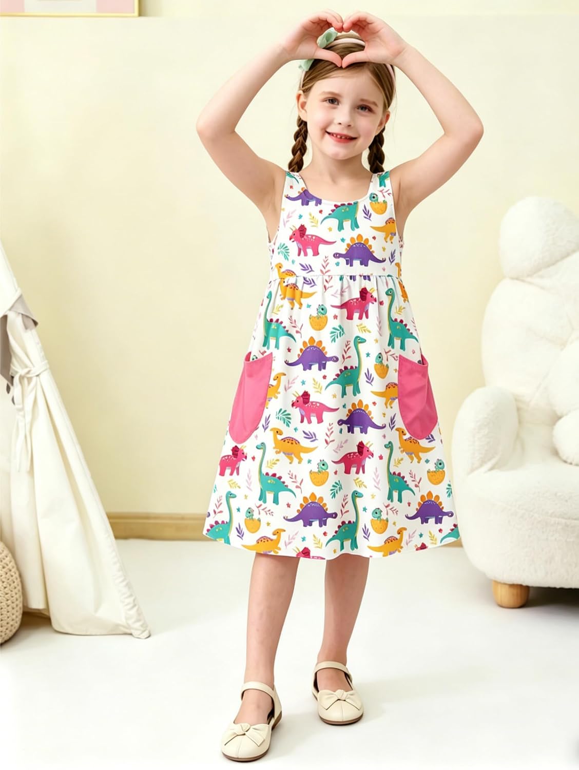 Little Girls Summer Sleeveless Dress Toddler Print Casual Sundress 2-7 Years image 4