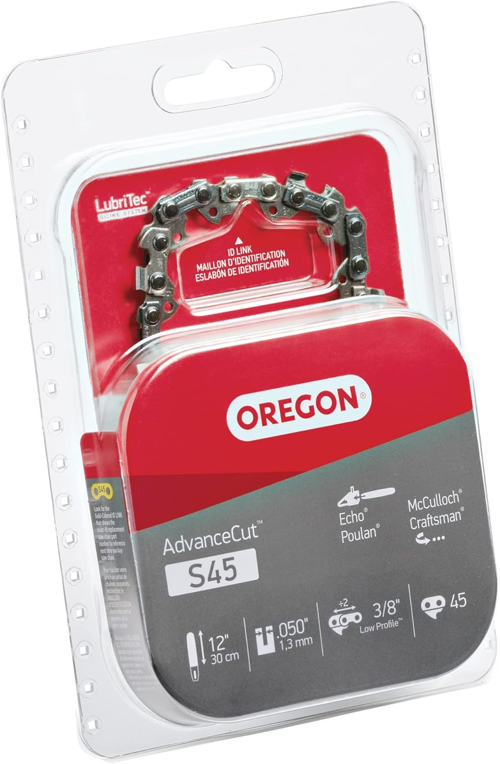 Oregon S45 AdvanceCut Replacement Chainsaw Chain for 12-Inch Guide Bar, 45 Drive Links, Pitch: 3/8" Low Profile, Low Vibration, .050" Gauge : Patio, Lawn & Garden