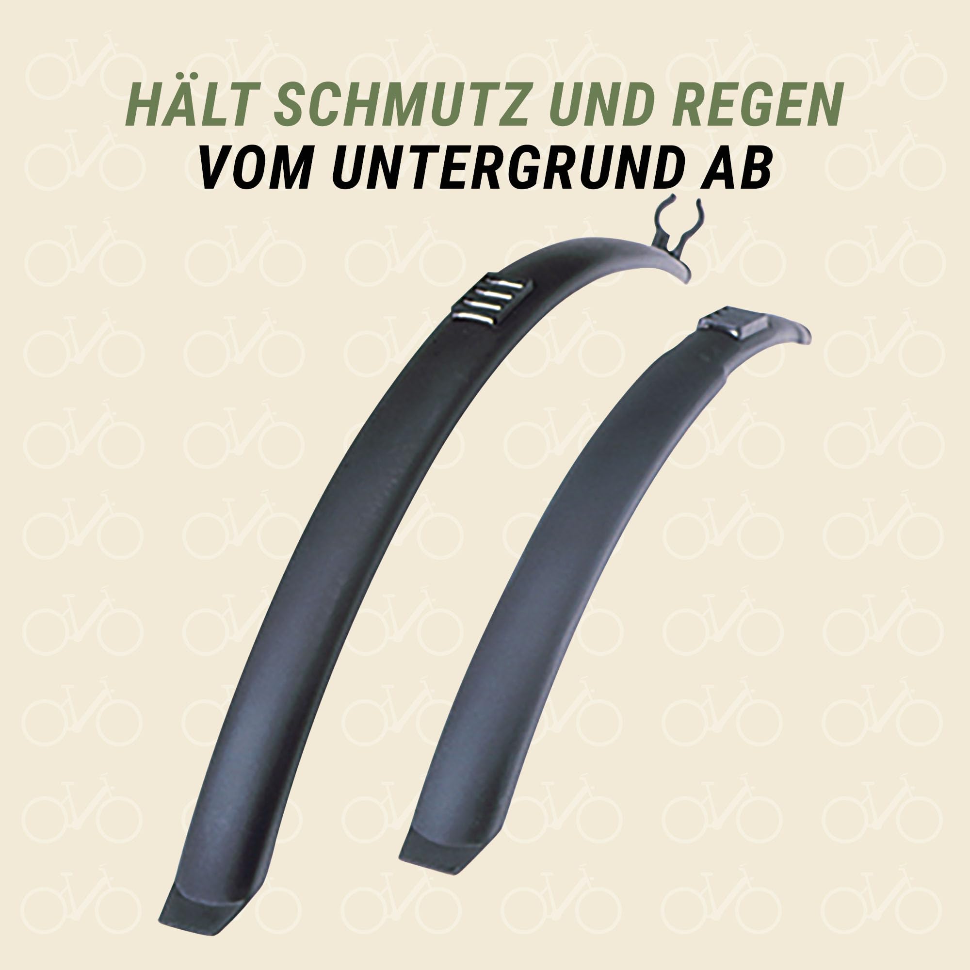 Prophete Schutzblech für Fahrräder, Steckschutzbleche für vorne und hinten, für Räder von 26 bis 29 Zoll, Farbe schwarz Sport & Freizeit