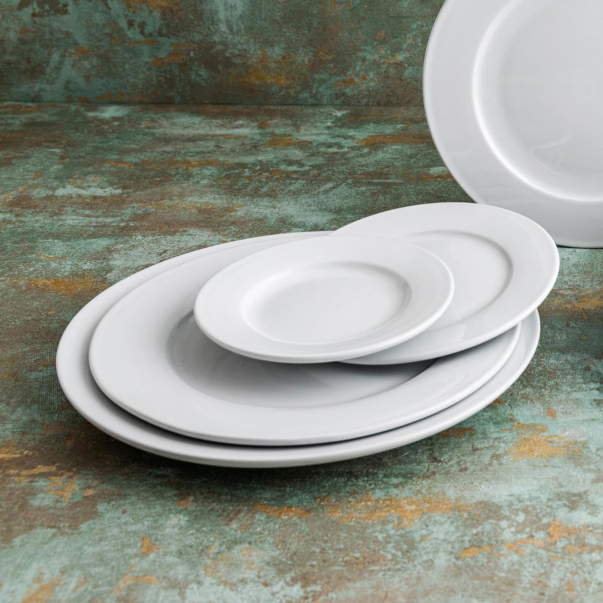 Bidasoa Vajilla de porcelana Glacial Ala Ancha 18 piezas para 6 personas | Blanco, diseño redondo, acabado brillo, apta para microondas