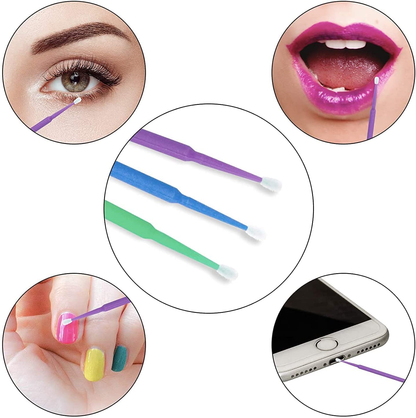 200 Pièces Micro Applicateurs Brosses, LauCentral Microbrosses Cils, Micro Applicateurs Brosses, Micro Brosse Maquillage pour Extension de Cils Sourcils Lèvres Bouche
