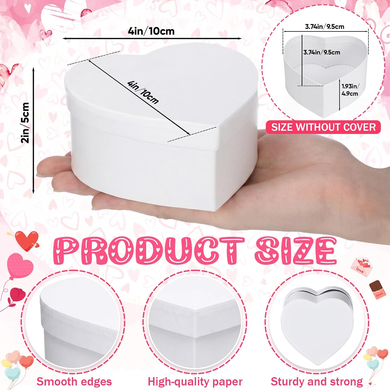 Lerheedi 12 Pcs Small Heart Shaped Boxes - 4 x 2 Inch Wedding Nesting Gift Boxes with Window, Heart Paper Decorative for Wedding Bridal Shower Gift Wrapping Party Decor (White) image 2
