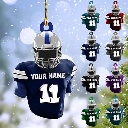 Miniatura 15 de MoonArt Adornos de fútbol personalizados con nombre 2023, adornos personalizados de fútbol de Navidad, adorno colgante para árbol de Navidad
