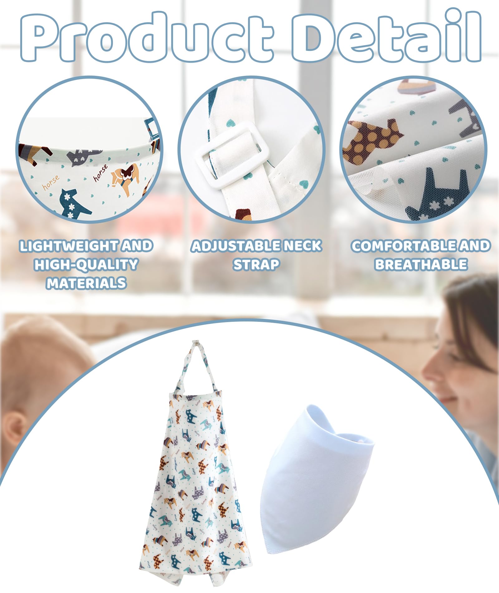 AGMITRAKA 2Pcs Premium Nursing Cover for Breastfeeding Mothers - Soft Feeding Apron & Multi-Use Cover for Nursing Moms with Adjustable Strap, Baby Care Essential for Discreet Nursing - Image 3 thumbnail