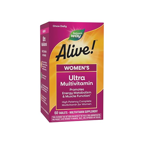 Nature's Way Alive! Women's Daily Ultra Multivitamin, High Potency Formula, Promotes Energy Metabolism and Muscle Function*, Women's Vitamins, Methylated Vitamin B12, 60 tablets