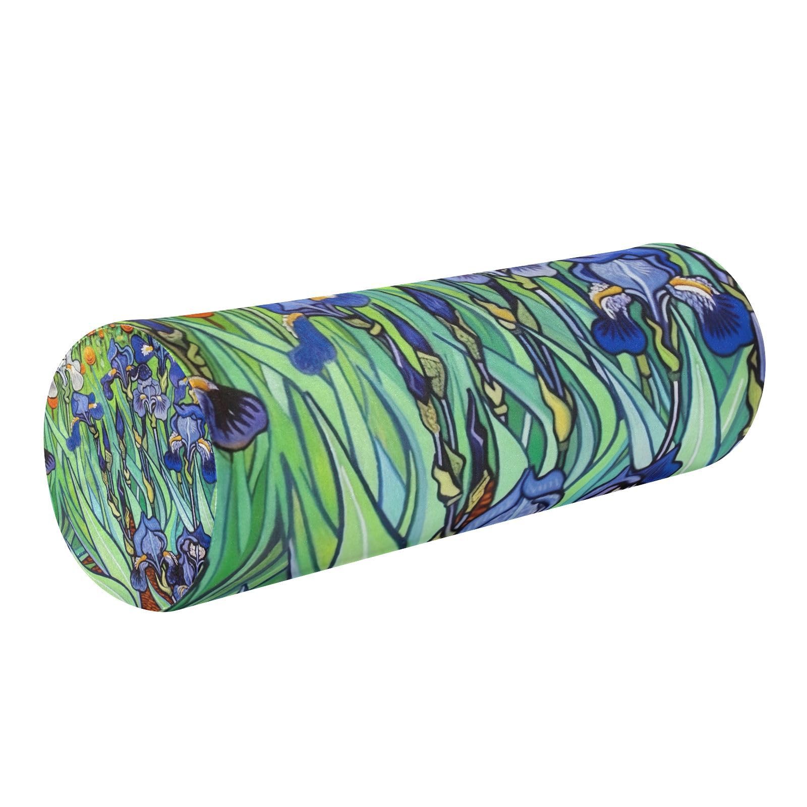 xigua Blue Garden Neck Roll Pillow for Neck Relief with Removable Washable Cover - Memory Foam Round Cylinder Bolster, Ergonomically Designed for Head, Neck, Back, and Legs