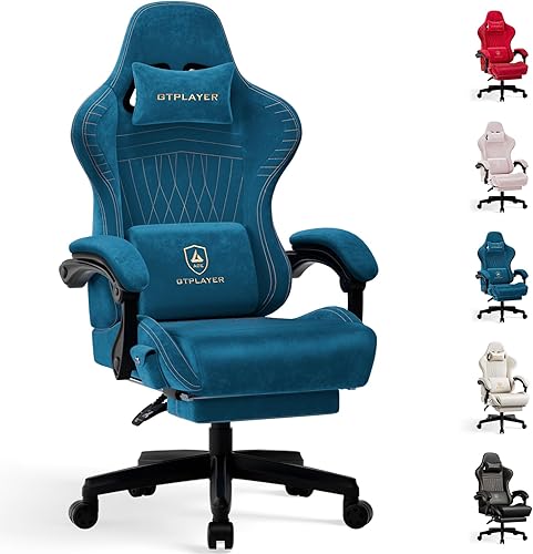 Miniatura 10 de GTPLAYER Silla de Juego con Altavoces, Sillas de Videojuego con Reposapiés, Sillas de Juego para PC para Adultos - Silla Gamer Ergonómica Reclinable
