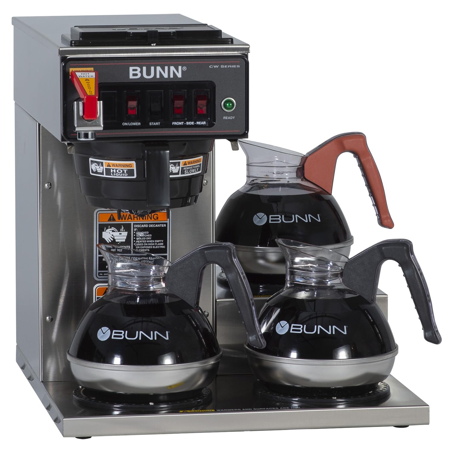 BUNN 12950.0212 CWTF15-3 Automatic Commercial Coffee Brewer with 3 Lower Warmers (120V) & 12-Cup Commercial Coffee Filters, 1000 Count (Pack of 1), 20115.0000