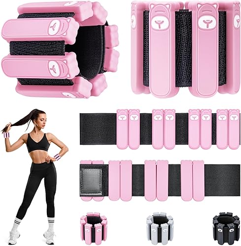 Juego de 2 pesas para muñeca y tobillo (1 libra cada una), pulseras ajustables de silicona con peso para mujeres y hombres, pesas para brazos y