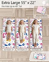 Vista 2 de Primlect Tapete grueso para siesta de niños pequeños con almohada extraíble y manta Minky, saco de dormir extra grande de 55''x35'', lavable