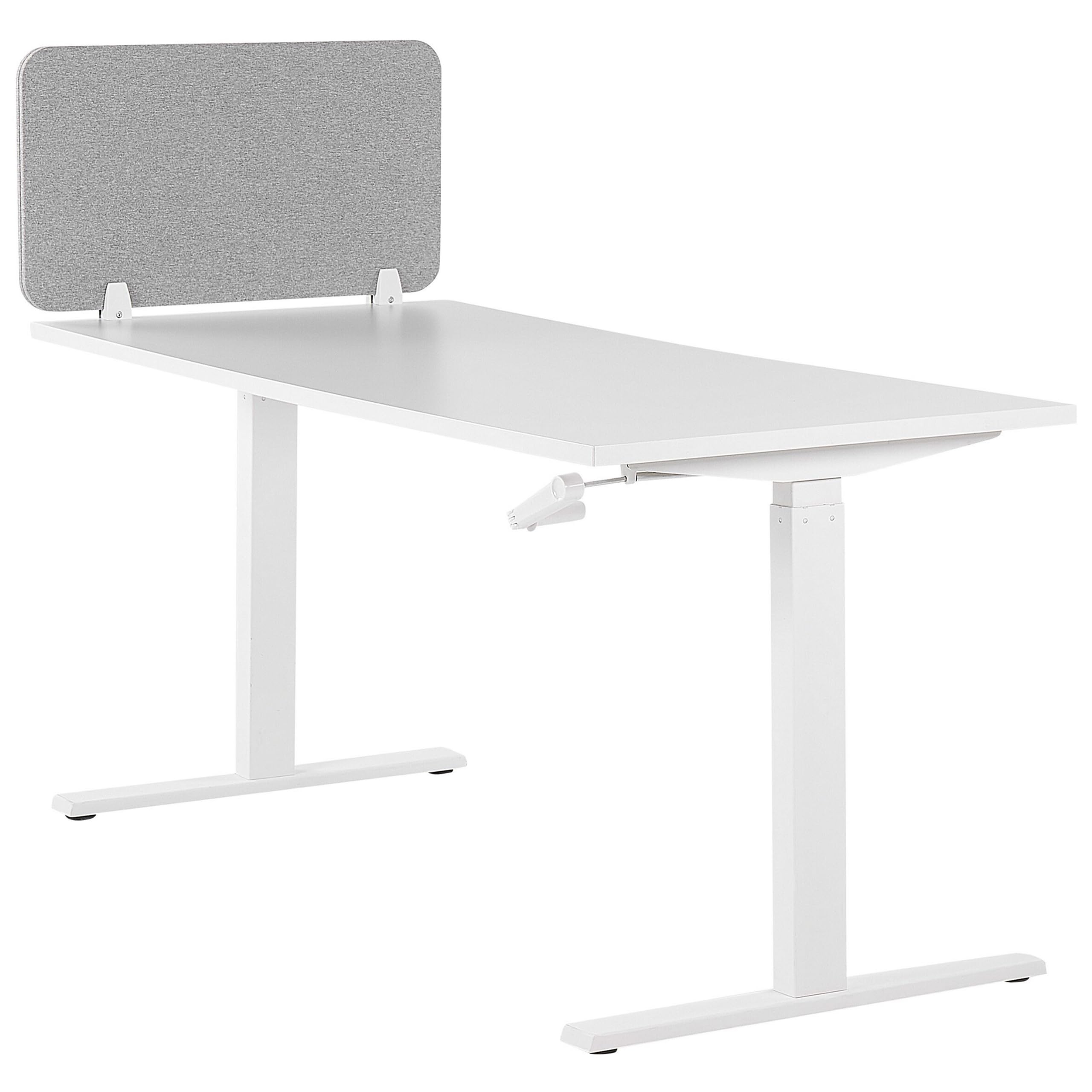 Beliani Séparateur Cloison Acoustique de Bureau et Table Gris Clair 80 x 40 cm Réduit Le Bruit et Les Distractions Visuelles Idéal pour Le Open Space