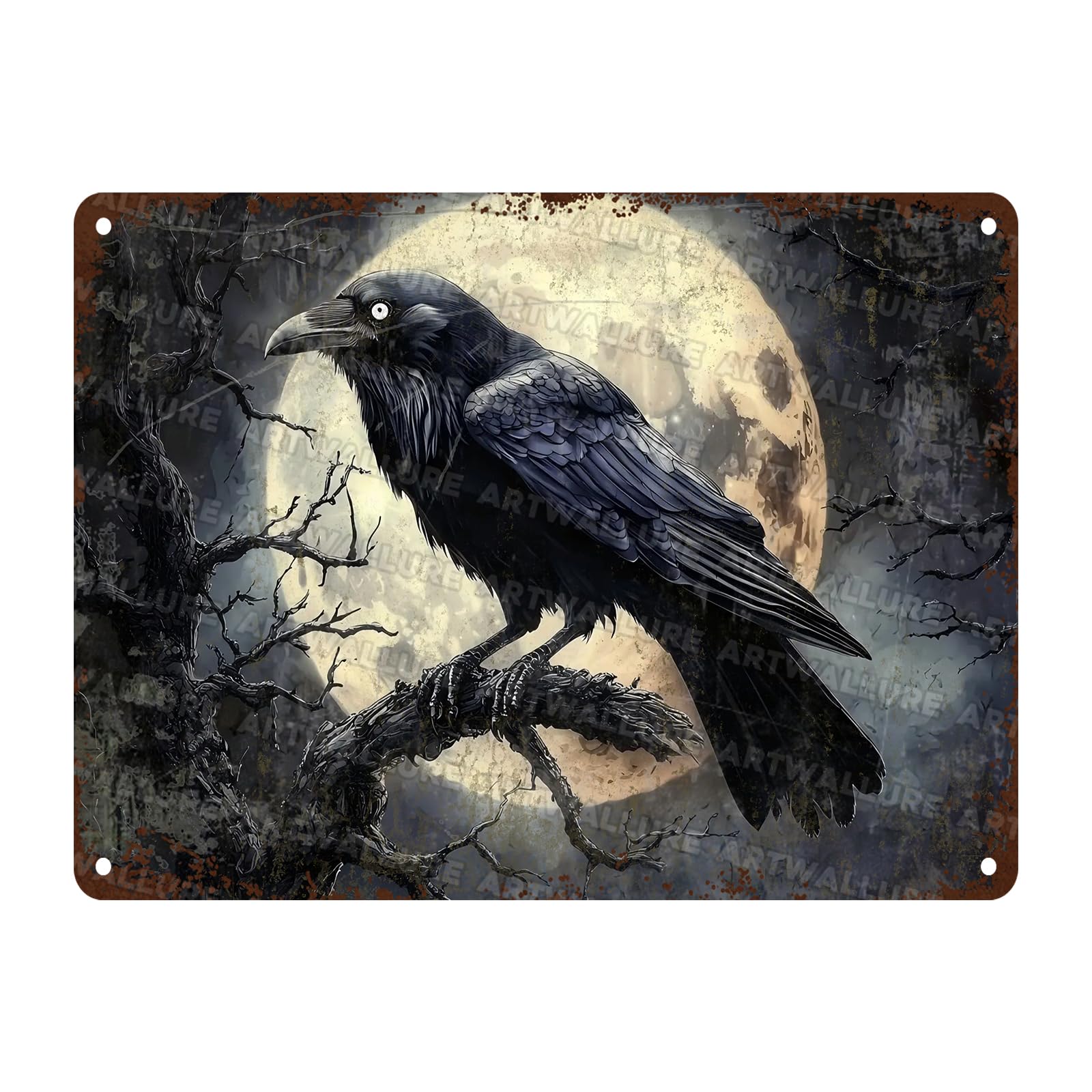 Halloween Crow Vintage Metal Tin Sign for Home Bar Kitchen Hotel Dining Room Coffee 12x16inch