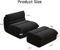 Vista 2 de Bean Bag Chair with Ottoman, Cozy Comfy Reading Nook Chairs, Ultra Soft Corduroy Fabric Bean Bag Chairs for Adults, Reading Chair with Ottoman for