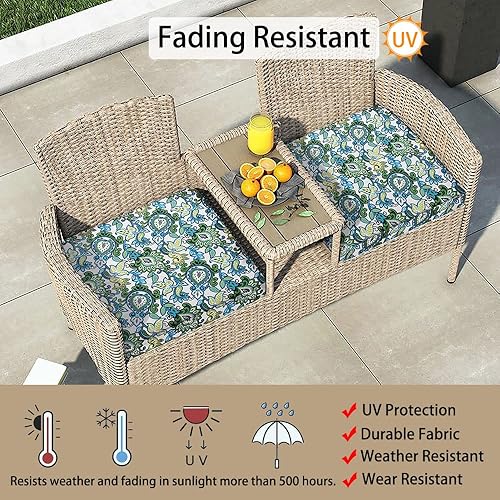 Miniatura 4 de Funda de cojín de repuesto para interiores y exteriores, paquete de 2 unidades, sin relleno. Funda repelente al agua con lazos decorativos para