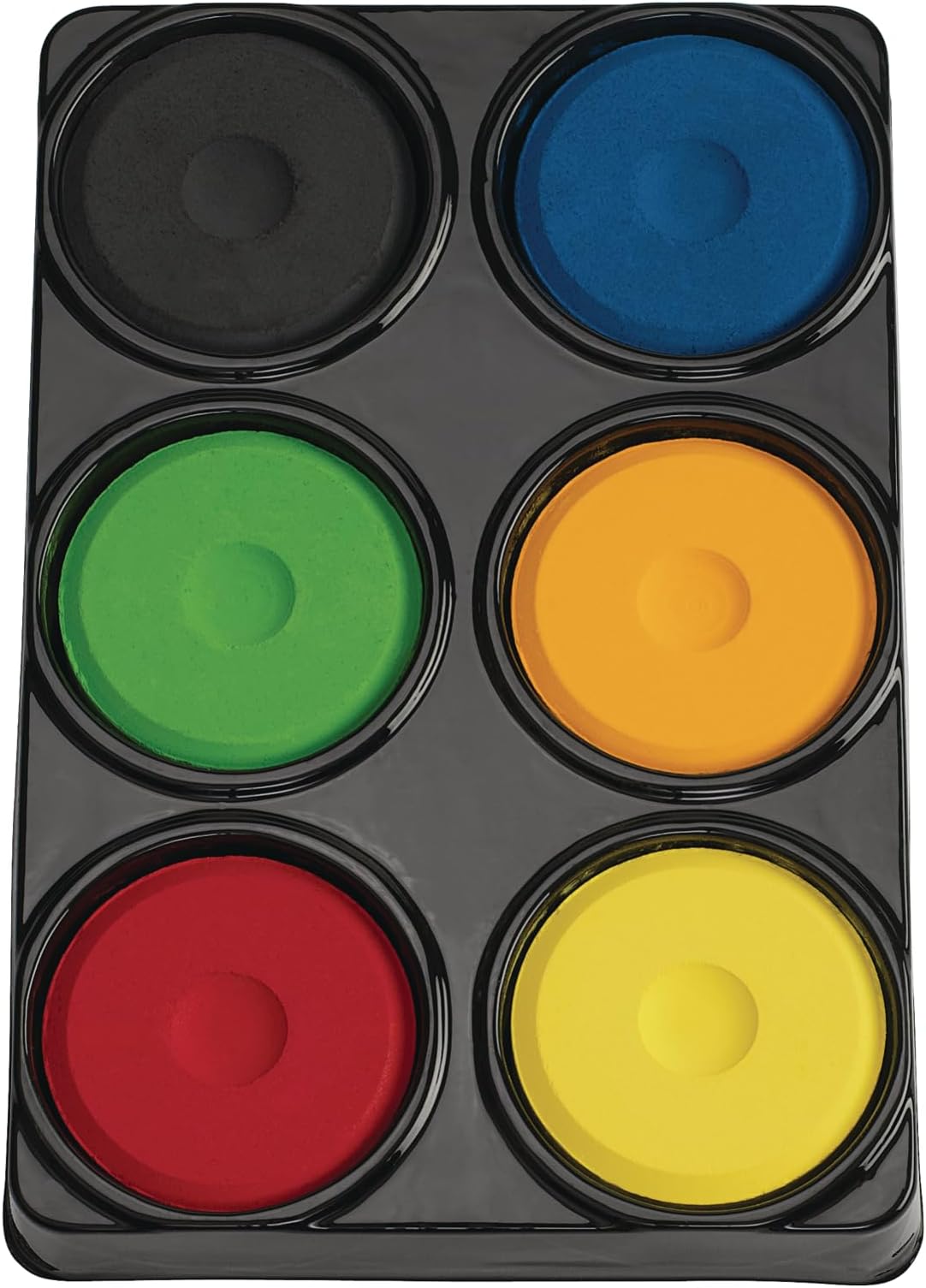 Colorations 6TCA 6 Color Tempera Paint Cakes in Tray, Black,Blue,Green,Orange, 1 Count (Pack of 1)