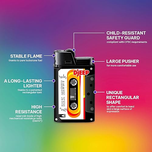 Miniatura 6 de DJEEP Encendedores de bolsillo, colección de edición limitada de mixtape, encendedores únicos con textura, paquete de 4 unidades de encendedores