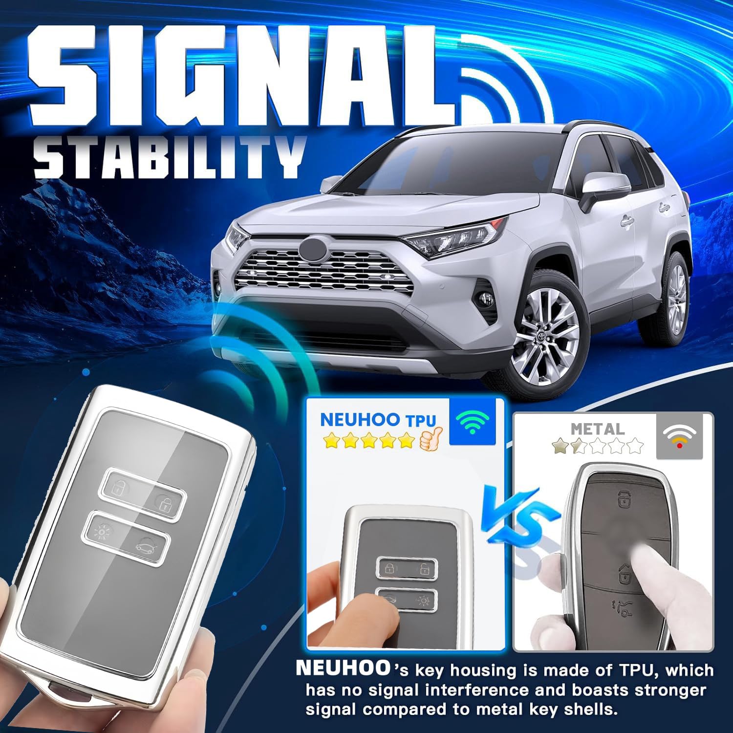 Custodia Per Chiavi Dacia Duster 2/3 (2018-2025) - Copertura In Silicone TPU, Antigraffio E Impermeabile (argento)