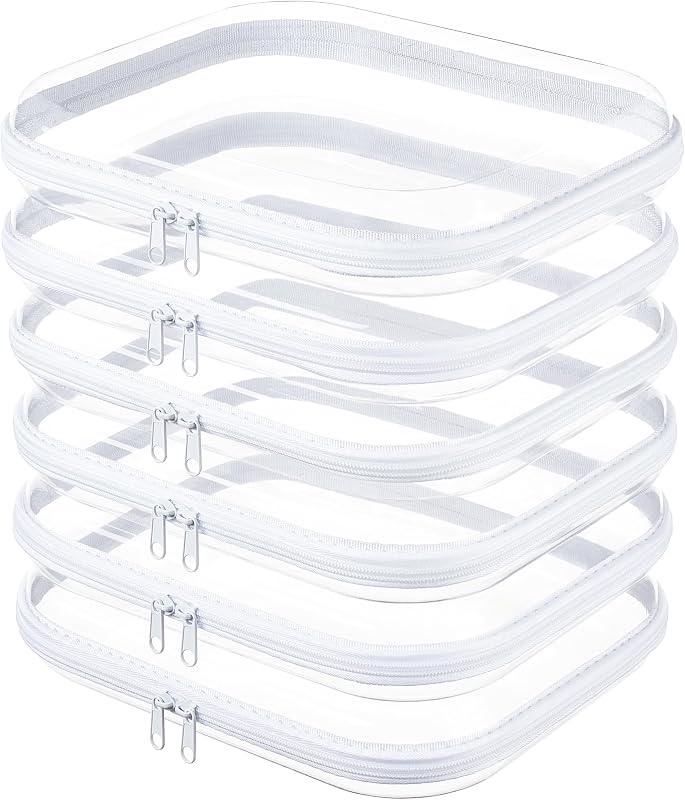WELPIRT Conjunto com 6 necessaires transparentes rígidas com zíper, 6 L