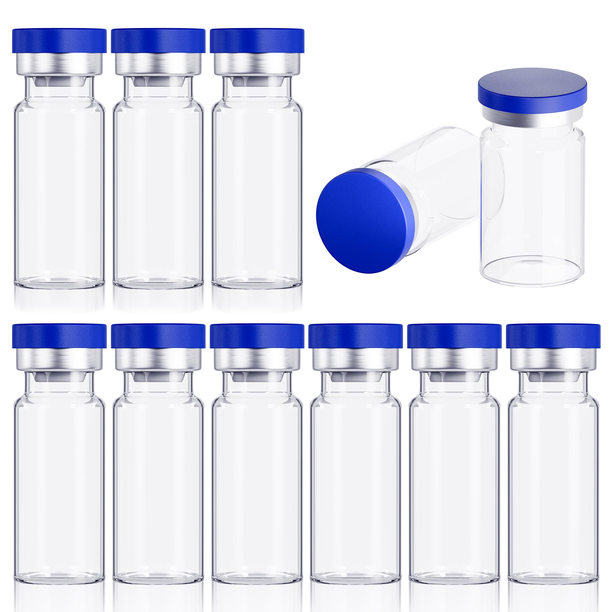 otwooi 2ml Sealed Empty Vials for Injection, Transparent Glass Vials Self-Healing Injection Port, Liquid Sample Storage Vial with Caps (50pcs)