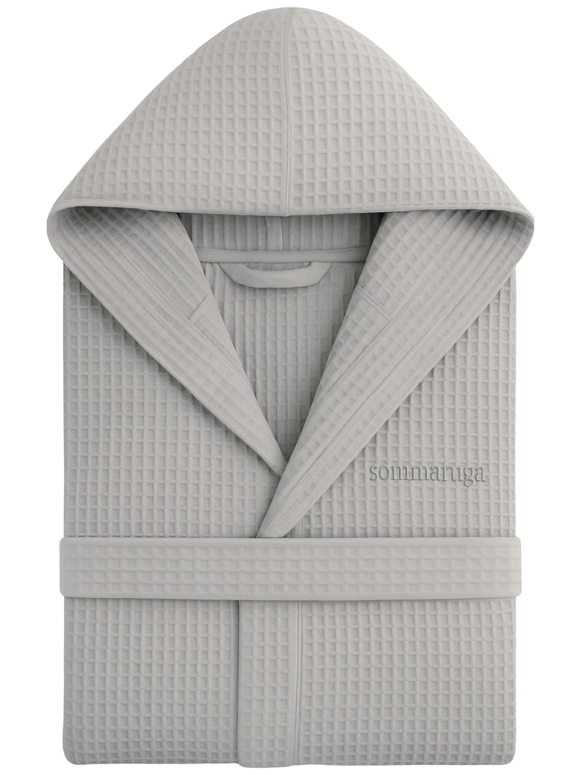 Bademantel mit Wabenstruktur für Damen und Herren, aus Baumwolle, mit Kapuze, Taschen und Gürtel, leicht und für Reisen S-XXXL