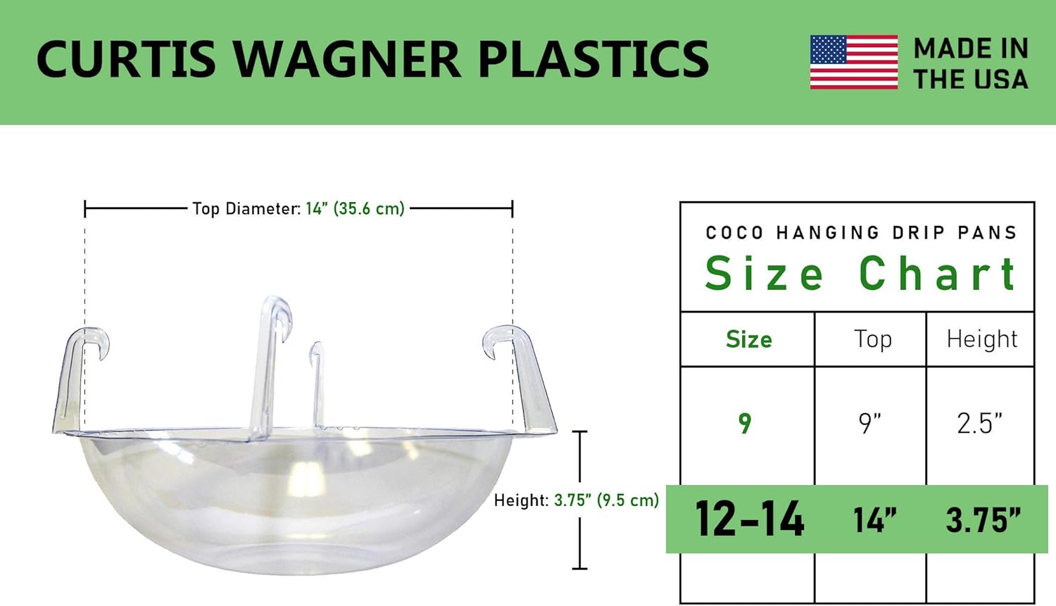 Curtis Wagner Plastics Hanging Wire Coco Basket Drip Pan (10 Pack) | 12-14 Inch | Fast & Easy Snaps | Used Indoors, Outdoors & Garden Potting | Plant Saucers and Trays That Protect Your Floors