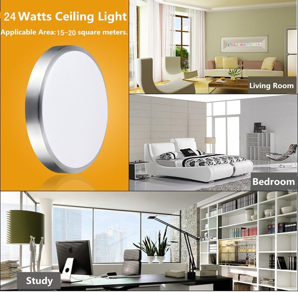 AFSEMOS 10.2-inch Flush Mount Ceiling Light,24W,1600Lumen,LED Panel Light,Waterproof LED Ceiling Light,Cool White,Modern Lighting for Living Room,Bedroom,Bathroom,Office