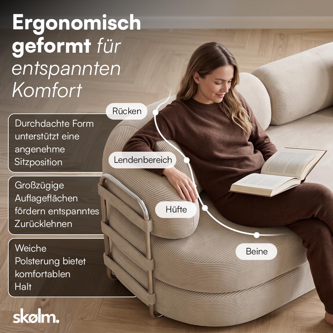skølm Vörnir Sofa 2 Sitzer, Schlafsofa modular, vakuumiert, Cord beige