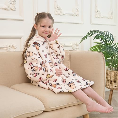 Miniatura 22 de Wearable Blanket Hoodie for Kids Oversized Sherpa Blanket Hoodie for Kids Boys Girls Teens 6-13YR,Navy Shark