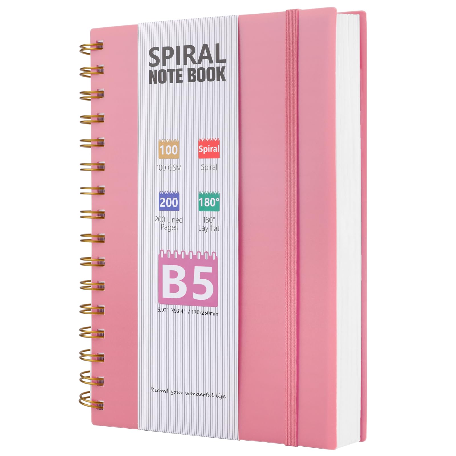 HIJYOO B5 Journal Notebook, 100GSM 200 Pages B5 Notepad Wirebound Notebooks for Women/Men, PVC Waterproof Cover Note Book with Lined Paper, Notepad for Work Office School Supplies,18 x 25 cm-Orange