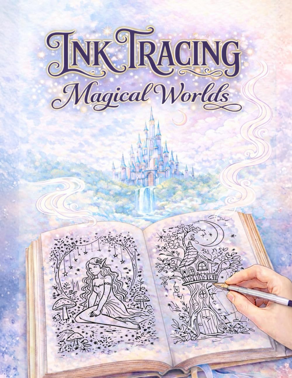 Ink Tracing Magical Worlds: Reverse Coloring Concept - Trace Enchanted Scenes for Relaxation, Stress Relief, and Creative Calm