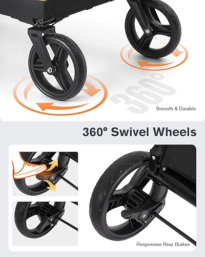 Miniatura 6 de All Terrain Pet Stroller for Medium & Large Dogs with Ramp, Foldable Dog Stroller with Brakes, 3 Entrances, Dual Adjustable Handles with Reversible