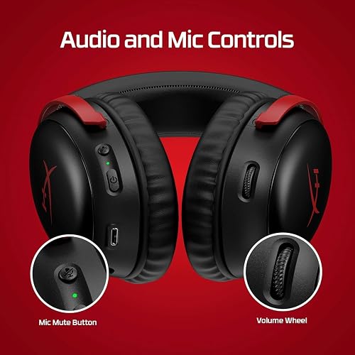 HyperX Cloud III S – Wireless Gaming Headset | Multi-Platform, 2.4GHz, Bluetooth, Battery up to 120 Hrs 2.4GHz / 200 Hrs Bluetooth, 53mm Angled Drivers, 10mm Detachable Mic, Customizable – Black/Red - 7